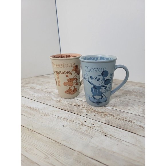 The Disney Store Mugs Mickey and Minnie Sweet Smart Matching‎ Mugs Orange Blue - Picture 9 of 10